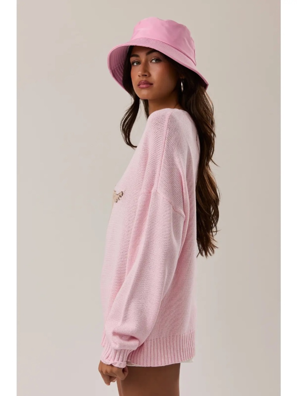 NWT Pink Golden Retriever Graphic Crewneck Sweater - Picture 3 of 5